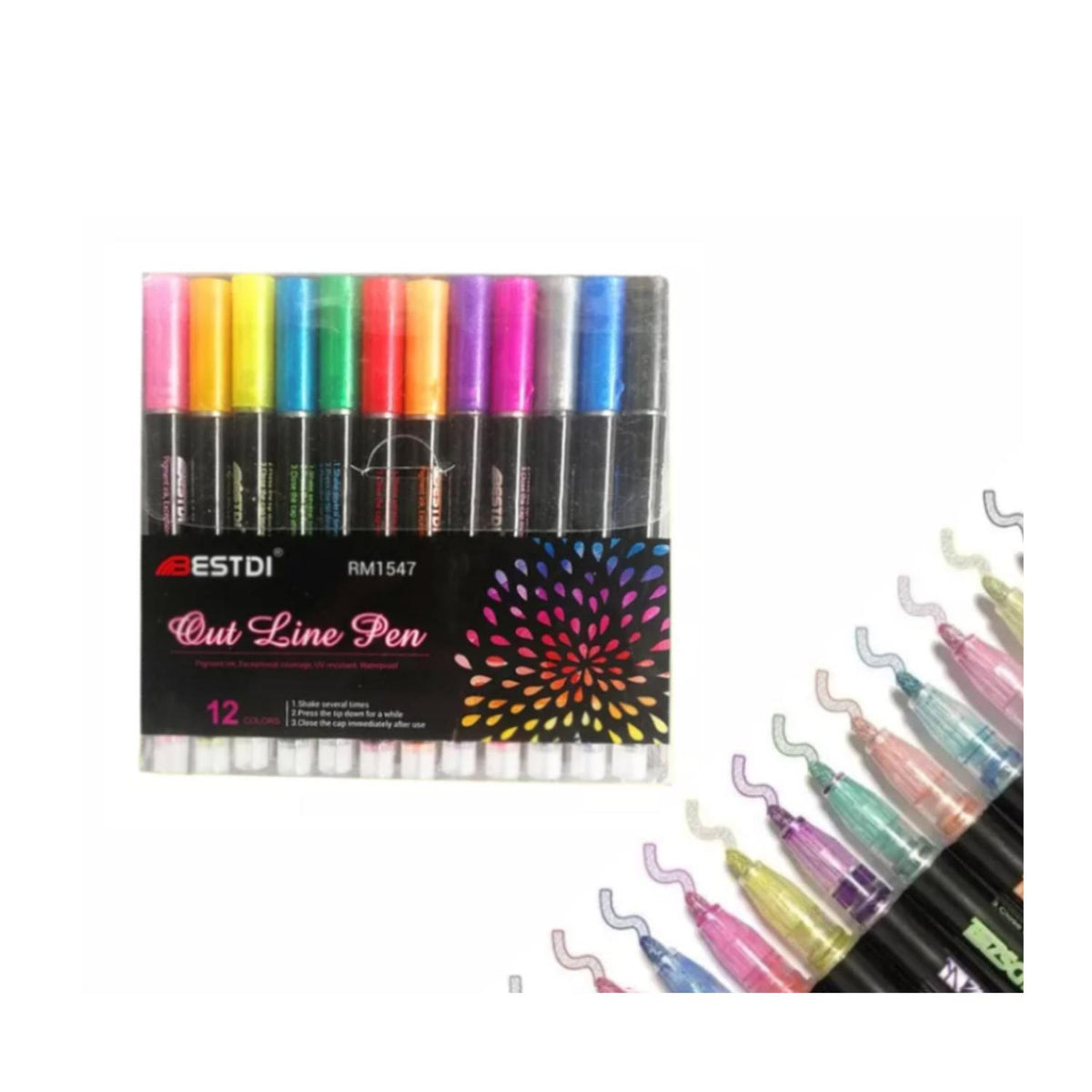 Set 12 Plumones Colores Metálicos De Gel Boligrafo Brillo