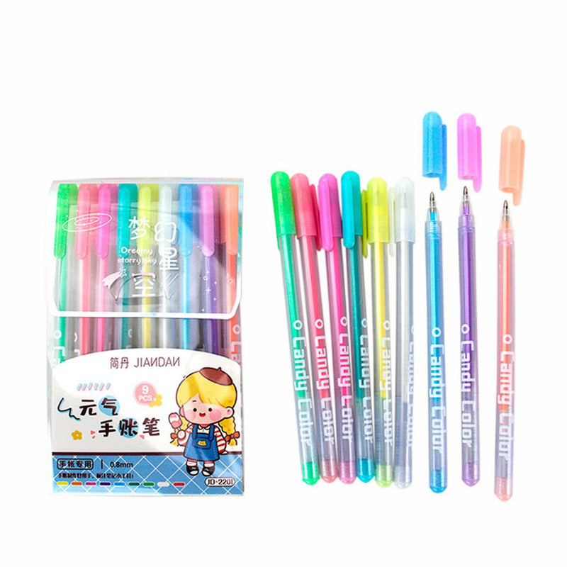 BLISTER 9 COLORES PLUMA TINTA NEON