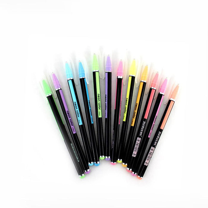 BLISTER 12 COLORES NEON PLUMA DE GEL