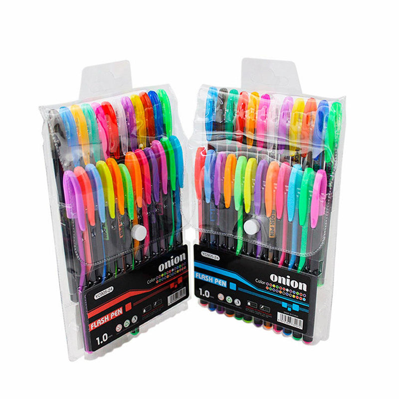 Set De Plumas De Gel 24 Colores Neón glitters tradicionales